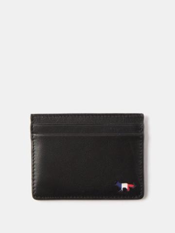 Maison Kitsun - Tricolour-fox Leather Cardholder - Mens - Black