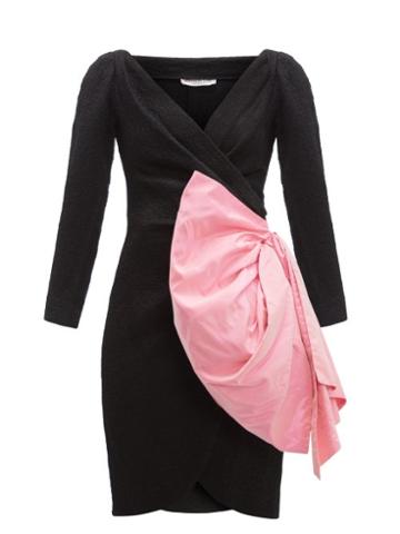 Matchesfashion.com William Vintage - Ysl 1987 Bow Embellished Cloqu Wrap Dress - Womens - Black