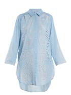 Juliet Dunn Embroidered Paisley Cut-out Cotton Shirtdress