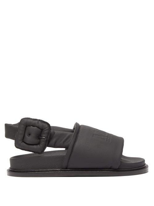 Matchesfashion.com Mm6 Maison Margiela - Logo Debossed Padded And Coated Sandals - Womens - Black