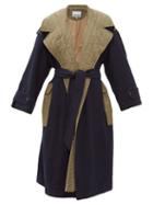 Matchesfashion.com Ganni - Belted Bi-colour Wool-blend Coat - Womens - Khaki Multi