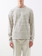 Officine Gnrale - Irreg Striped Organic-cotton Long-sleeved T-shirt - Mens - Navy Stripe