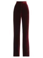 Matchesfashion.com Etro - High-rise Velvet Wide-leg Trousers - Womens - Dark Red