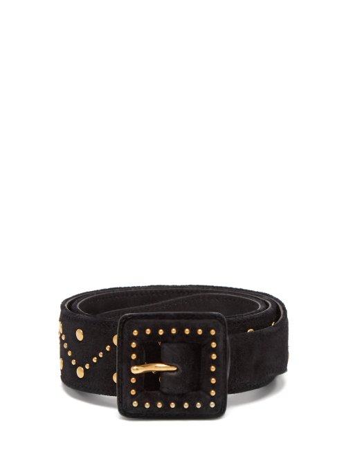 Matchesfashion.com Saint Laurent - Studded Suede Belt - Womens - Black