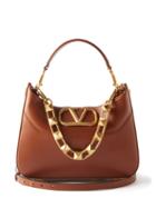 Valentino Garavani - Stud Sign Leather Cross-body Bag - Womens - Tan