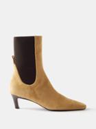 Toteme - The Mid Heel 60 Suede Ankle Boots - Womens - Beige