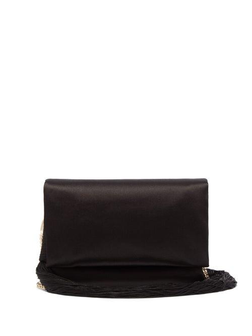 Matchesfashion.com Galvan - Tasselled Satin Shoulder Bag - Womens - Black