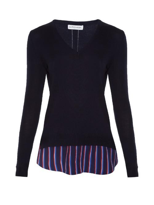 Altuzarra Colbert Striped-hem Wool Sweater