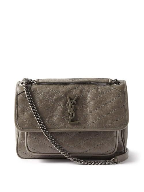 Saint Laurent - Niki Medium Crinkled-leather Shoulder Bag - Womens - Khaki