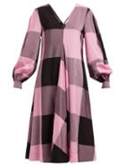 Matchesfashion.com Ganni - Checked Chiffon Dress - Womens - Pink Multi