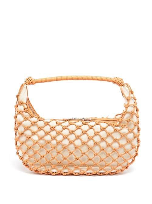 Matchesfashion.com Staud - Luna Crocheted Faux-leather Shoulder Bag - Womens - Beige Multi