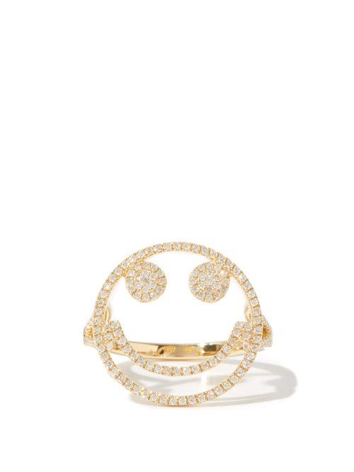 Matchesfashion.com Rosa De La Cruz - Smile Diamond & 18kt Gold Ring - Womens - Yellow Gold