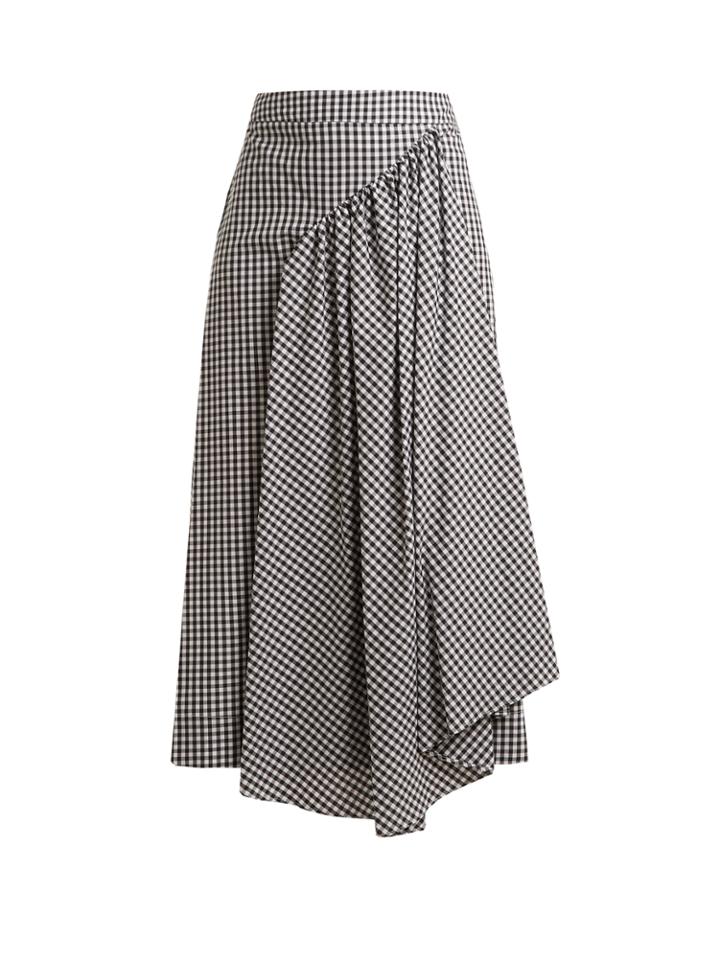Simone Rocha Pleat-front Gingham Cotton Midi Skirt