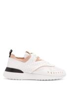 Matchesfashion.com Tod's - Contrast Panel Perforated Leather Trainers - Womens - White