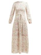 Matchesfashion.com Zimmermann - Honour Broderie Anglaise Cotton Midi Dress - Womens - Cream