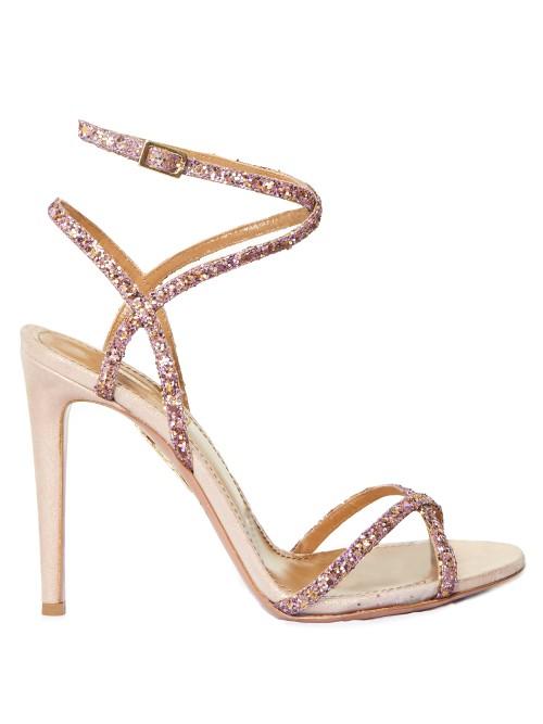 Aquazzura Leila Glitter And Suede Sandals