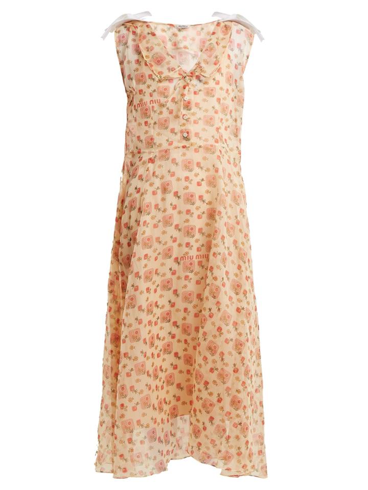 Miu Miu Contrast-collar Floral-print Dress