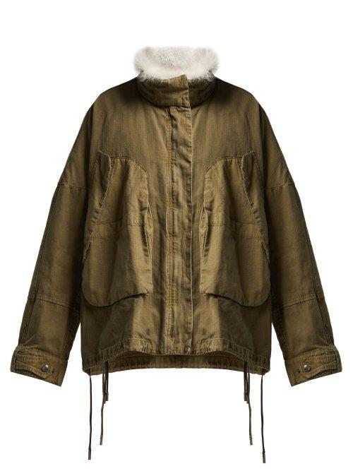 Matchesfashion.com Ys Army - Shearling Trimmed Cotton Jacket - Womens - Khaki