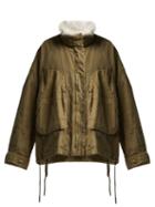 Matchesfashion.com Ys Army - Shearling Trimmed Cotton Jacket - Womens - Khaki