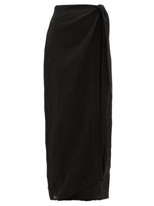 Matchesfashion.com Mara Hoffman - Thiago Knotted Organic Linen-blend Wrap Skirt - Womens - Black