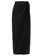 Matchesfashion.com Mara Hoffman - Thiago Knotted Organic Linen-blend Wrap Skirt - Womens - Black