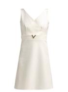 Matchesfashion.com Valentino - V Plaque Wool Blend Mini Dress - Womens - Ivory