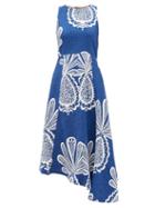 Matchesfashion.com La Doublej - Pina Big Pineapple-print Cotton-blend Midi Dress - Womens - Blue Print