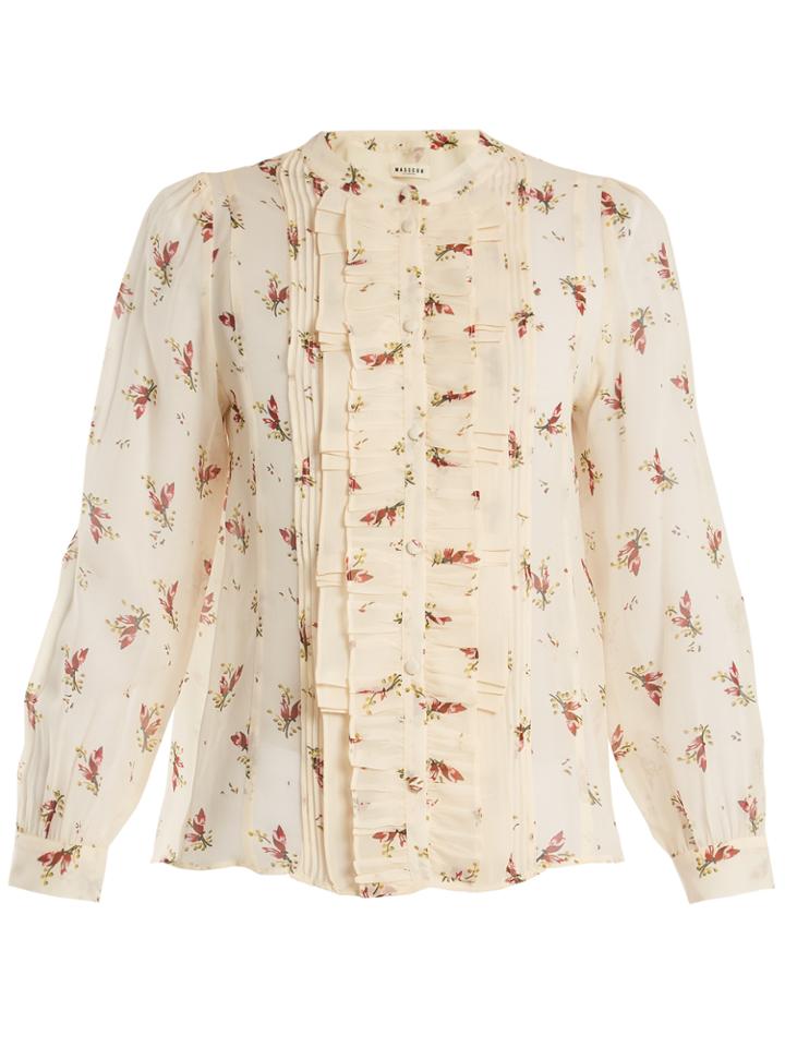 Masscob Ruffle-trimmed Floral-print Silk-chiffon Blouse