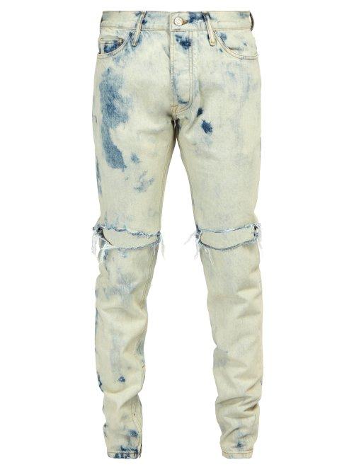 Matchesfashion.com Fear Of God - Washed Selvedge Slim Leg Jeans - Mens - Light Blue