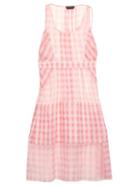 Matchesfashion.com Rochas - Gingham Oversized Silk Organza Dress - Womens - Pink White