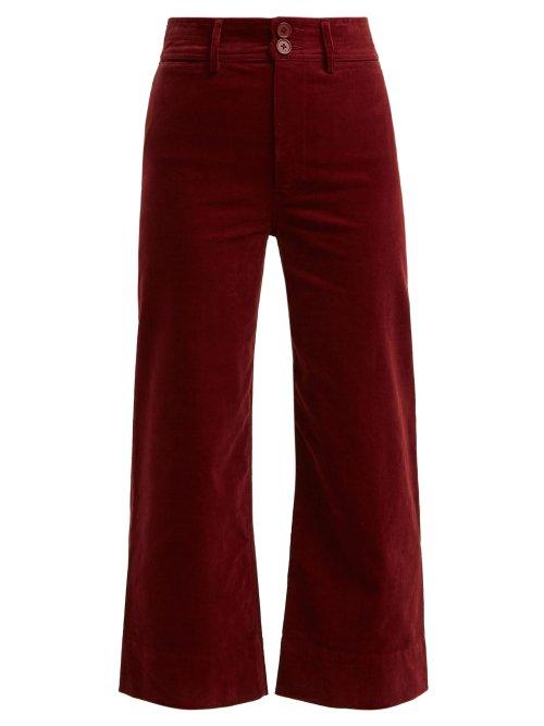 Matchesfashion.com Apiece Apart - Merida Corduroy Cropped Trousers - Womens - Dark Red