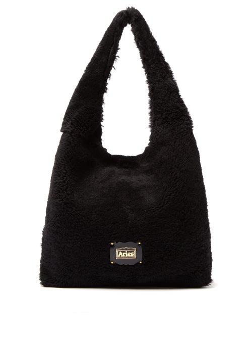 Matchesfashion.com Aries - Large Shearling Tote Bag - Womens - Black