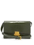 Matchesfashion.com Saint Laurent - Bellechasse Medium Crocodile Effect Leather Bag - Womens - Dark Green