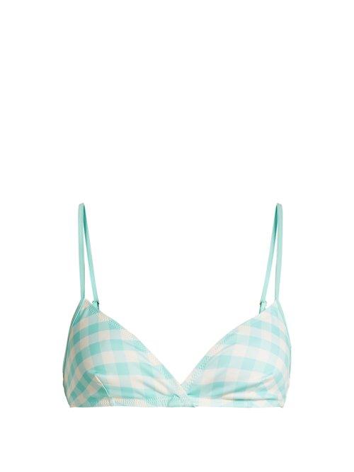 Matchesfashion.com Solid & Striped - The Bridgette Gingham Bikini Top - Womens - Light Blue