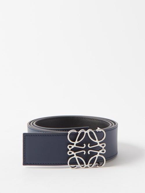 Loewe - Anagram Reversible Leather Belt - Mens - Light Navy