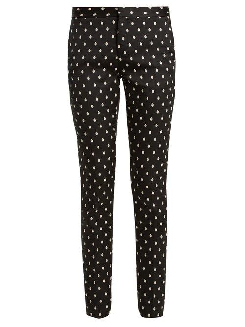 Matchesfashion.com Giambattista Valli - Slim Leg Spot Jacquard Twill Trousers - Womens - Black Multi