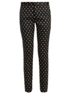 Matchesfashion.com Giambattista Valli - Slim Leg Spot Jacquard Twill Trousers - Womens - Black Multi