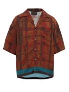 Matchesfashion.com Prada - Checked And Striped Bowling Shirt - Mens - Brown