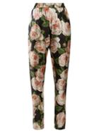 Matchesfashion.com Dolce & Gabbana - Rose Print Silk Trousers - Womens - Black Pink