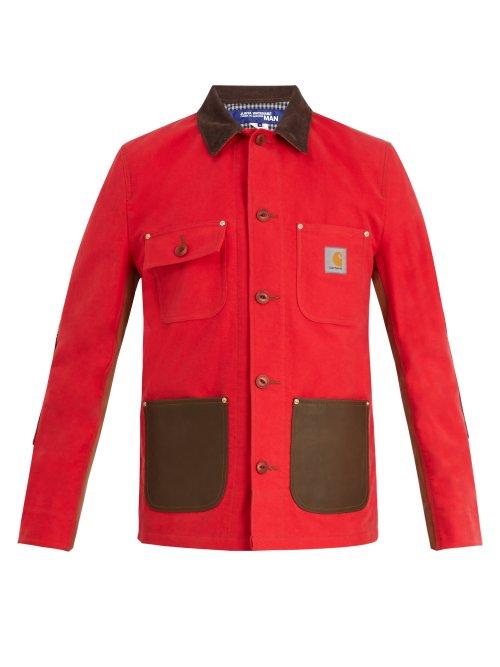Matchesfashion.com Junya Watanabe - X Carhartt Leather Trimmed Cotton Jacket - Mens - Red