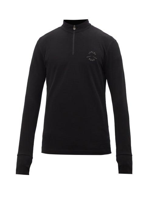 Iffley Road - Thorpe Half-zip Merino-wool Running Top - Mens - Black