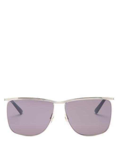 Matchesfashion.com Gucci - D-frame Metal Sunglasses - Mens - Gold