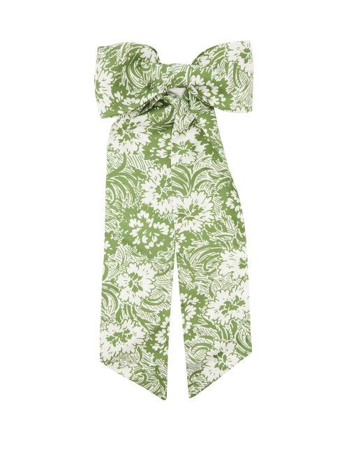 Matchesfashion.com Shrimps - Fortuna Floral-print Oversized Bow Hair Clip - Womens - Green Multi