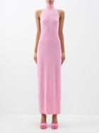 Norma Kamali - Turtle Halterneck Jersey Maxi Dress - Womens - Pink