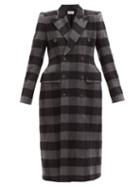 Balenciaga - Hourglass Check-wool Double-breasted Coat - Womens - Grey