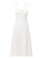 Matchesfashion.com Solid & Striped - Floral Embellished Bias Cut Cotton Dress - Womens - White
