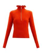 Matchesfashion.com Chlo - Ruffled-neckline Wool-blend Sweater - Womens - Red