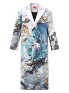 Matchesfashion.com Art School - Oversized Single-breasted Printed Silk Coat - Womens - Blue Multi