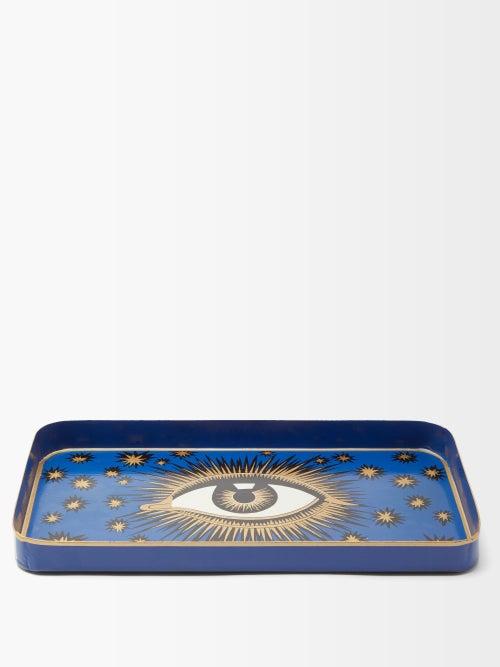 Les Ottomans - Eye Hand-painted Metal Tray - Blue Multi