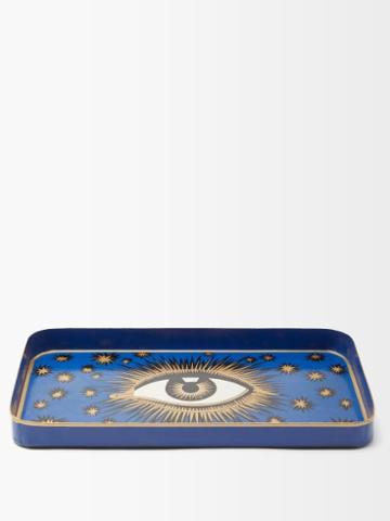 Les Ottomans - Eye Hand-painted Metal Tray - Blue Multi